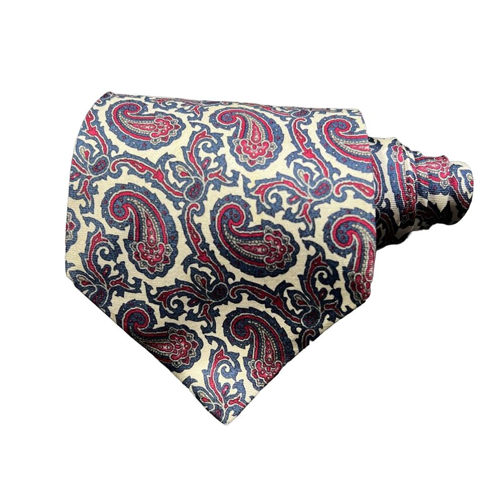 Givenchy Mens Tie Necktie Multicolor Paisley 100% Silk Tied Wide Woven Classic